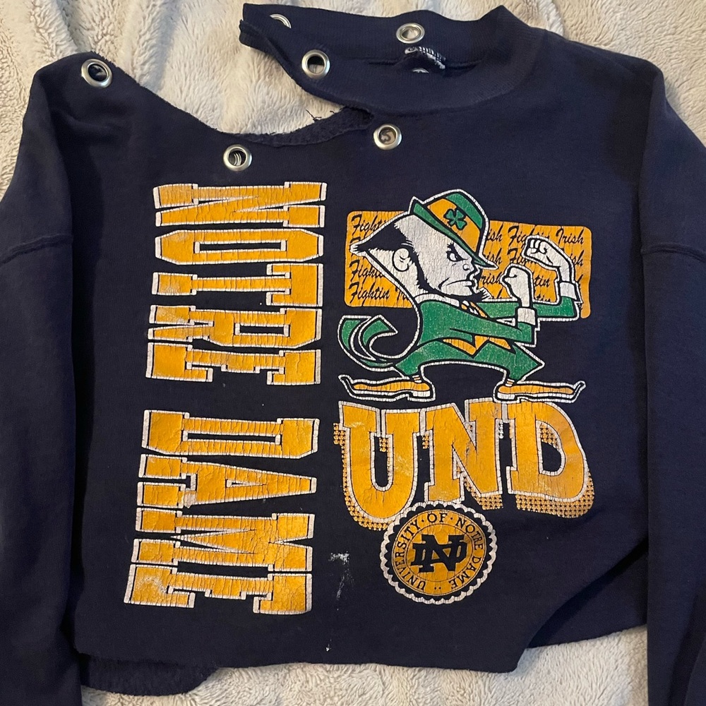 LF reworked vintage Norte Dame cropped hoodie